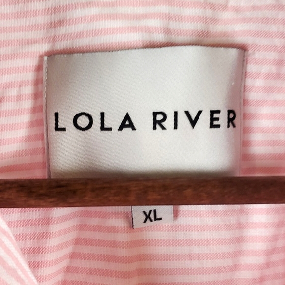 Lola River 100% Cotton Pink And White Button Down‎ Blouse - Picture 4 of 6